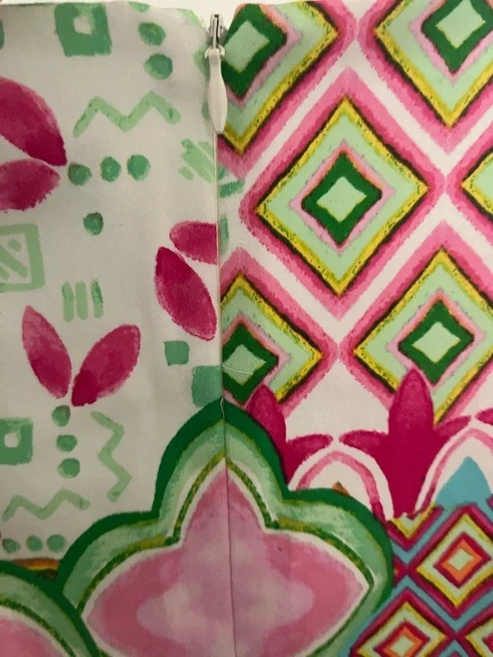 London Times Pink Green Multi-Pattern Sleeveless Shift Dress - Picture 4 of 4